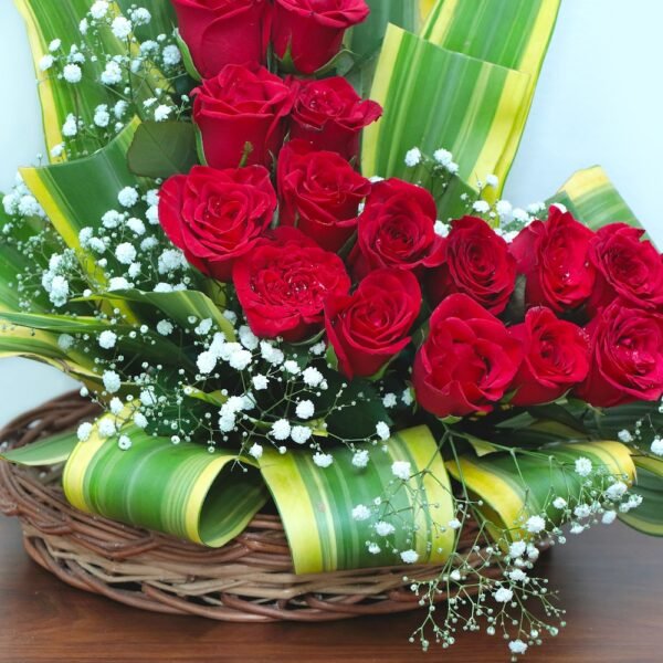 Exotic Red Roses Basket - Image 4