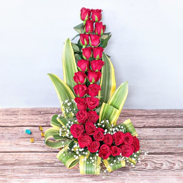 Exotic Red Roses Basket - Image 3