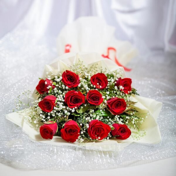 12 Red Roses Bouquet - Image 4