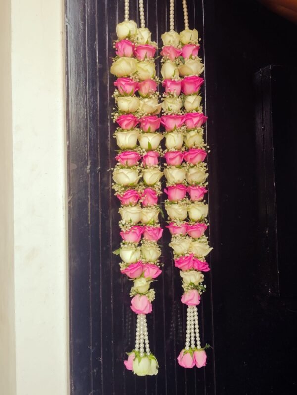 Pink & White Wedding Garland 🌸🤍 | 85 Flowers