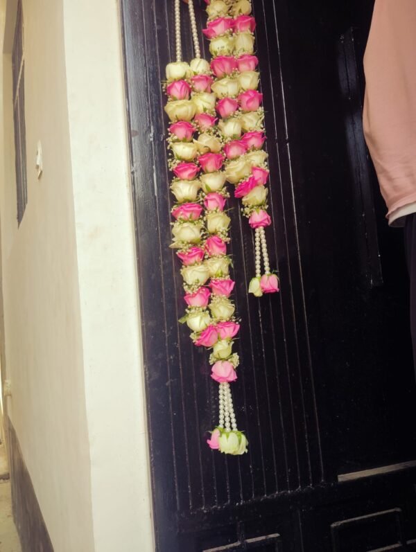 Pink & White Wedding Garland 🌸🤍 | 85 Flowers - Image 2