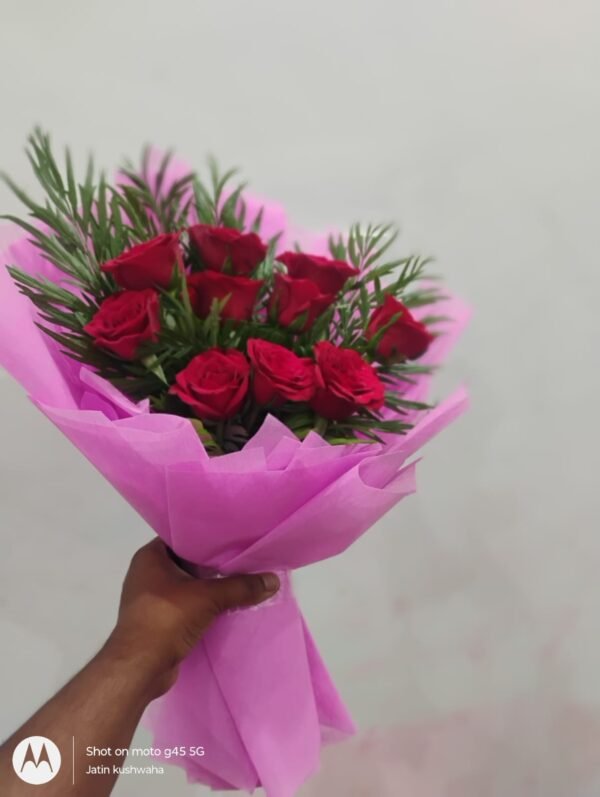 Red Rose Bouquet in Pink Wrapping – by 85 Flowers - Image 3