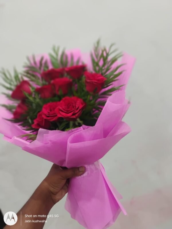 Red Rose Bouquet in Pink Wrapping – by 85 Flowers - Image 4