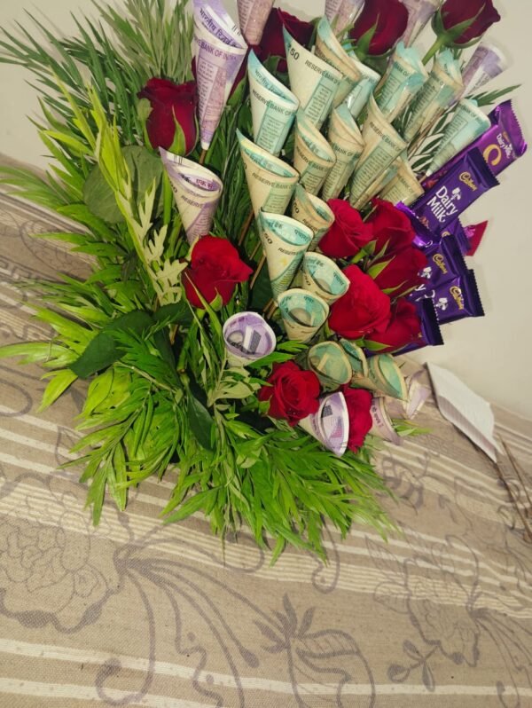 Money, Chocolate & Flowers Arrangement - Image 4