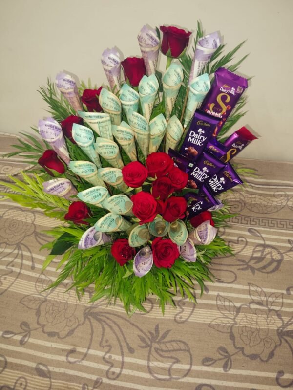 Money, Chocolate & Flowers Arrangement